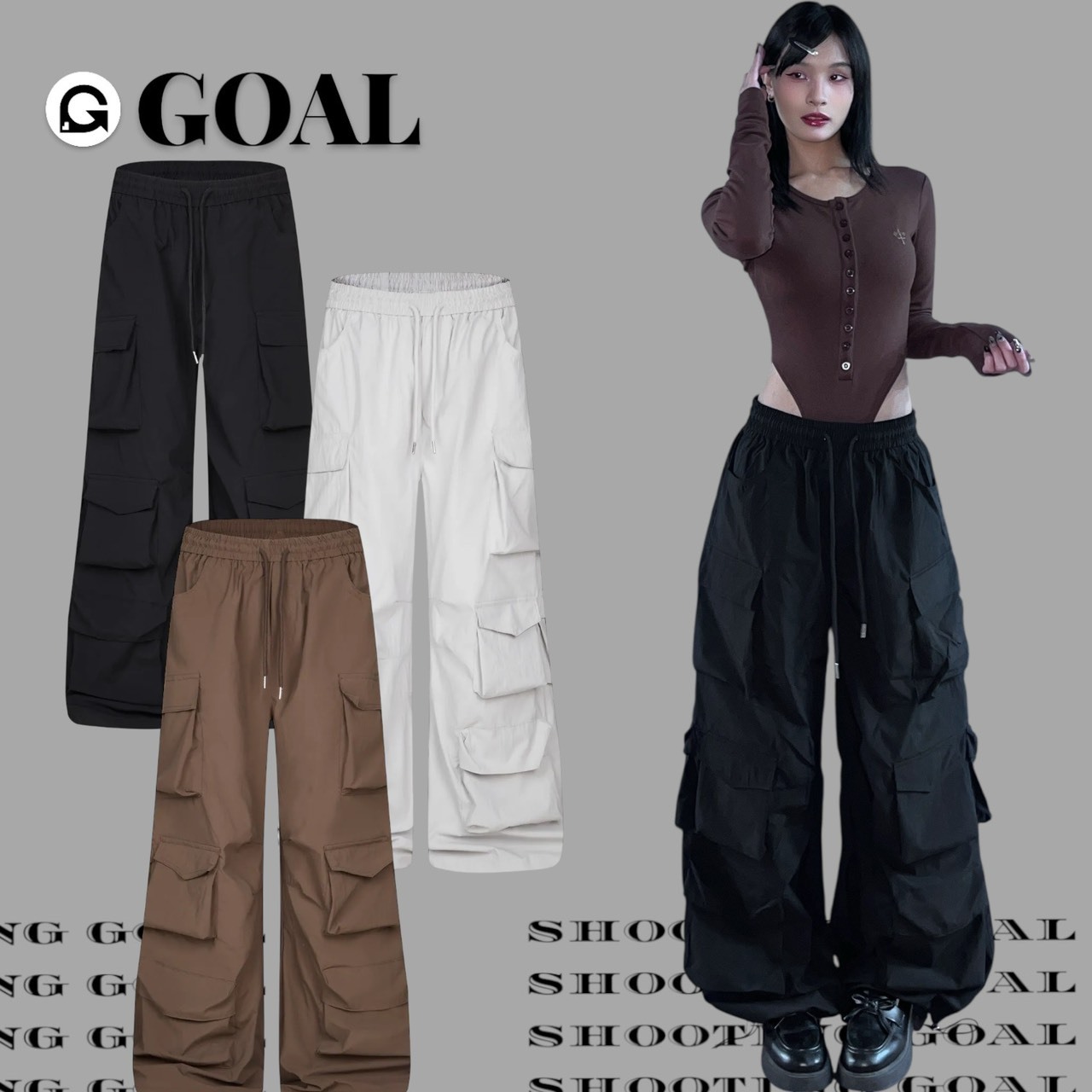 (GOAL) 春夏款多口袋 落地工裝褲 薄款 ERHU 93357