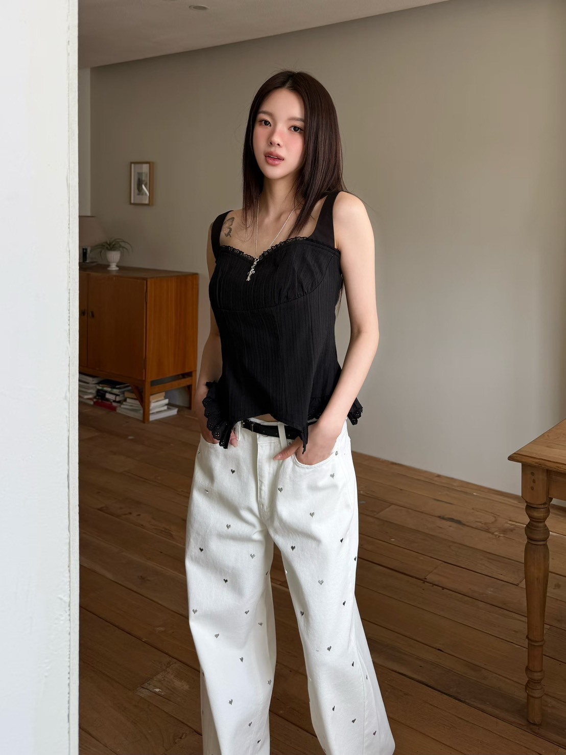 心型領背鬆緊背心