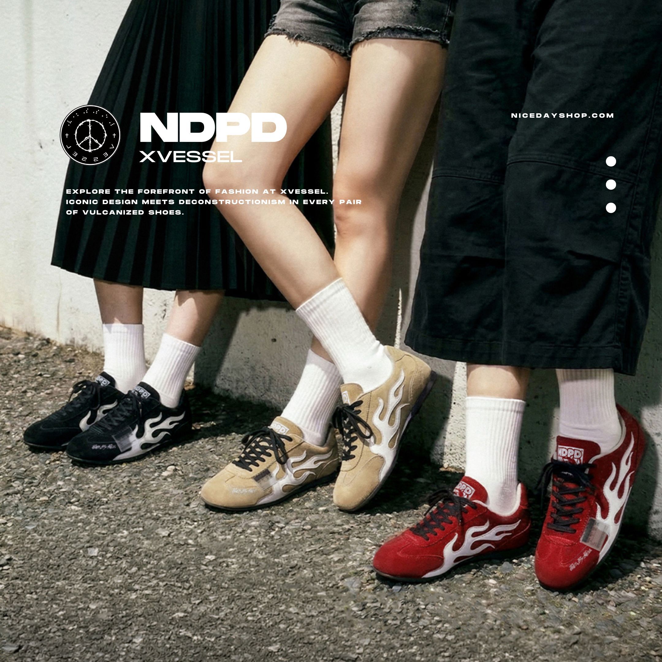 NICEDAY 代購 xVESSEL X NDPD 酒紅 墨黑 奶茶色 吳建豪 火焰 德訓鞋 F25x108
