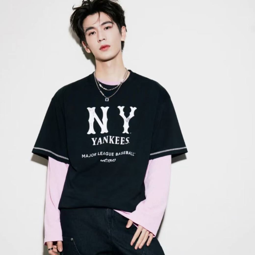 MLB 張凌赫同款 涼感 抗UV 紐約洋基隊 NY YANKEES 短袖 兩色 (男款)