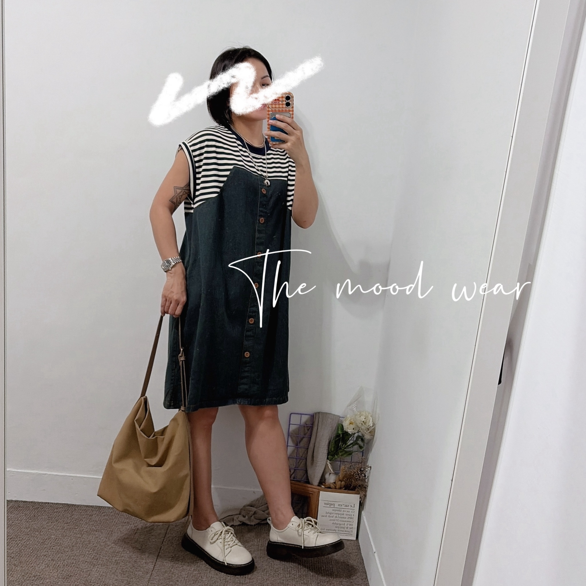 夏日設計款 拼接牛仔短洋裝