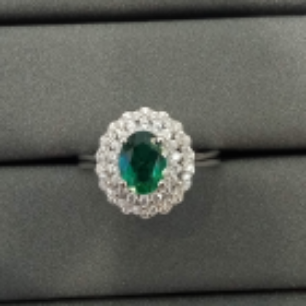 BRA-JJG0406-069 S925培育祖母绿戒指 6*8 1.3ct (A69)