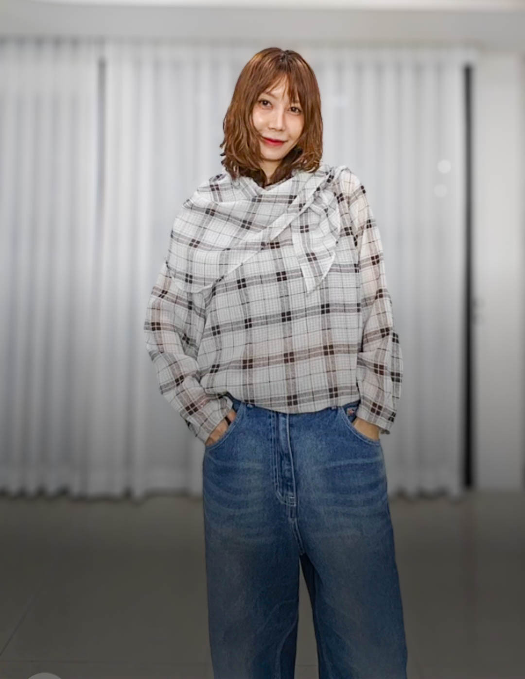 🎈K2800  ▶️格子造型上衣 👉B:108cm L:77cm
