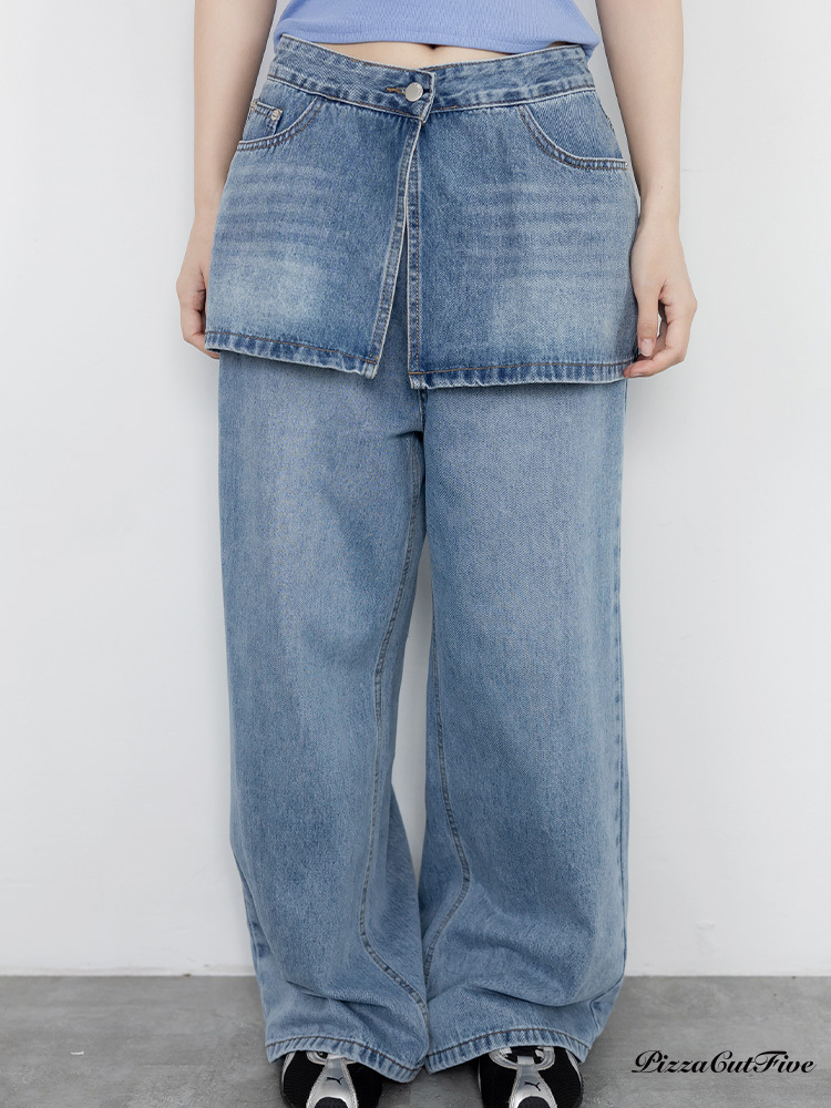 兩件式層次牛仔長褲（外層可拆） PizzaCutFive PCF262480034