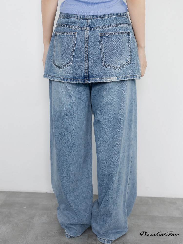 兩件式層次牛仔長褲（外層可拆） PizzaCutFive PCF262480034