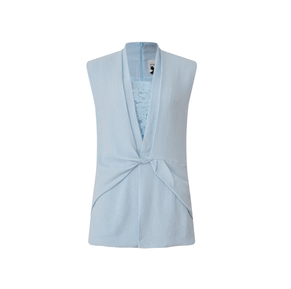 1EA0408-143 [EDWARD ACHOUR] Twist-Front Structured Shell Vest Blue #100704/1034 (EU)
