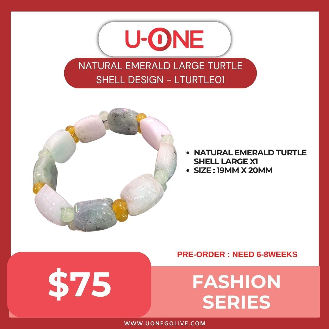 NATURAL EMERALD LARGE TURTLE SHELL DESIGN - LTURTLE01