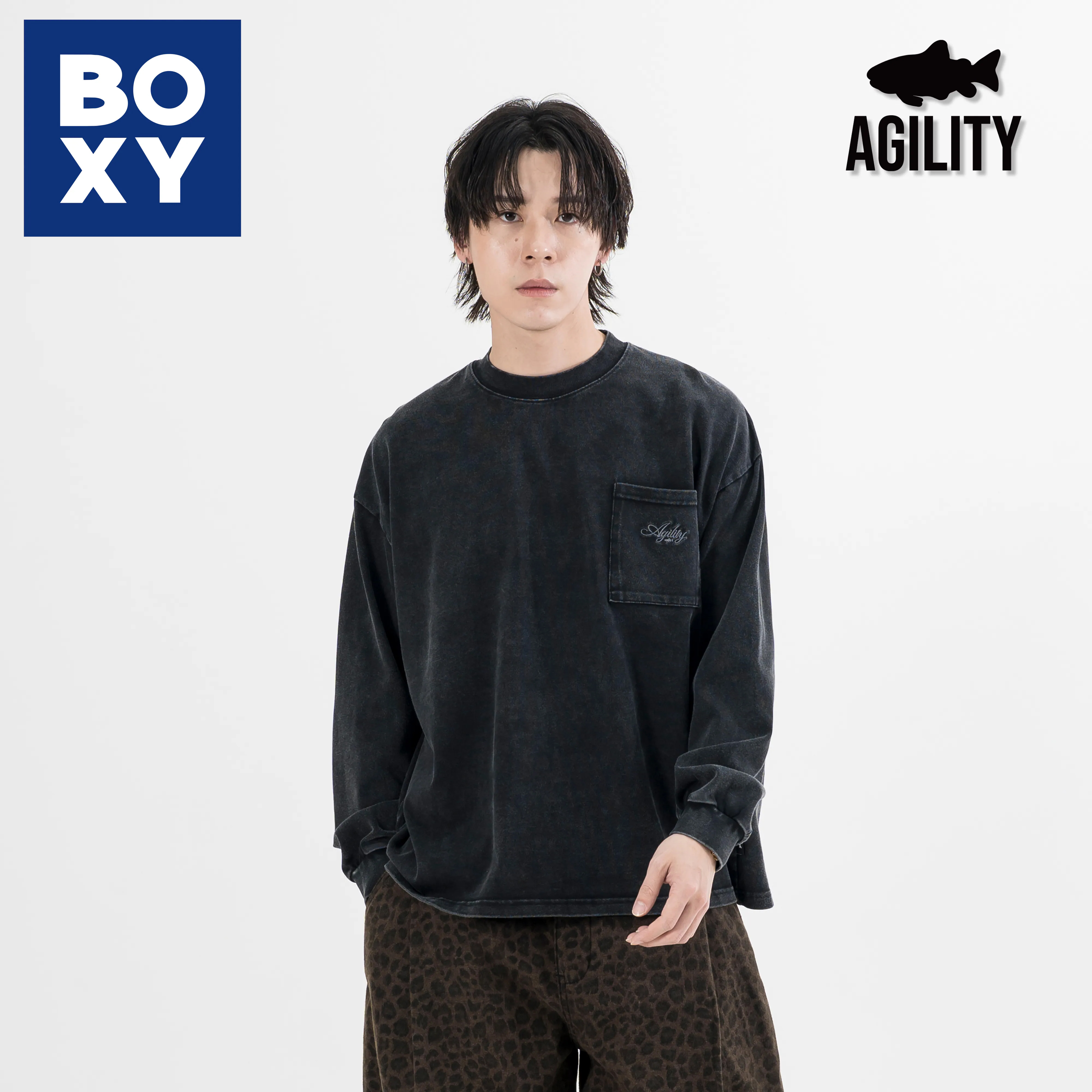 AGILITY Boxy LS Pocket Tee / Washed 寬短 水洗 口袋長袖Tee [WS30]