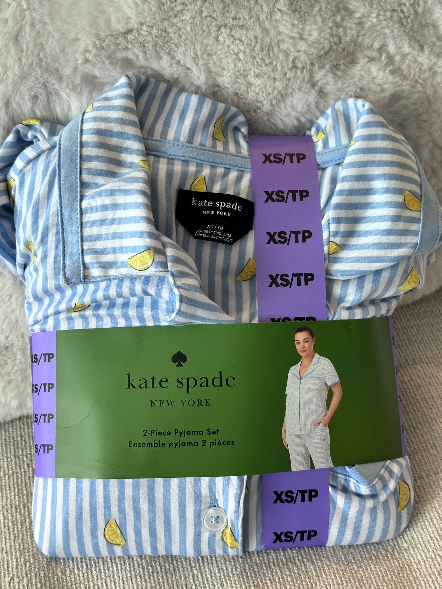 RZ45 KS 女裝 檸檬粉藍色間條睡衣2件裝