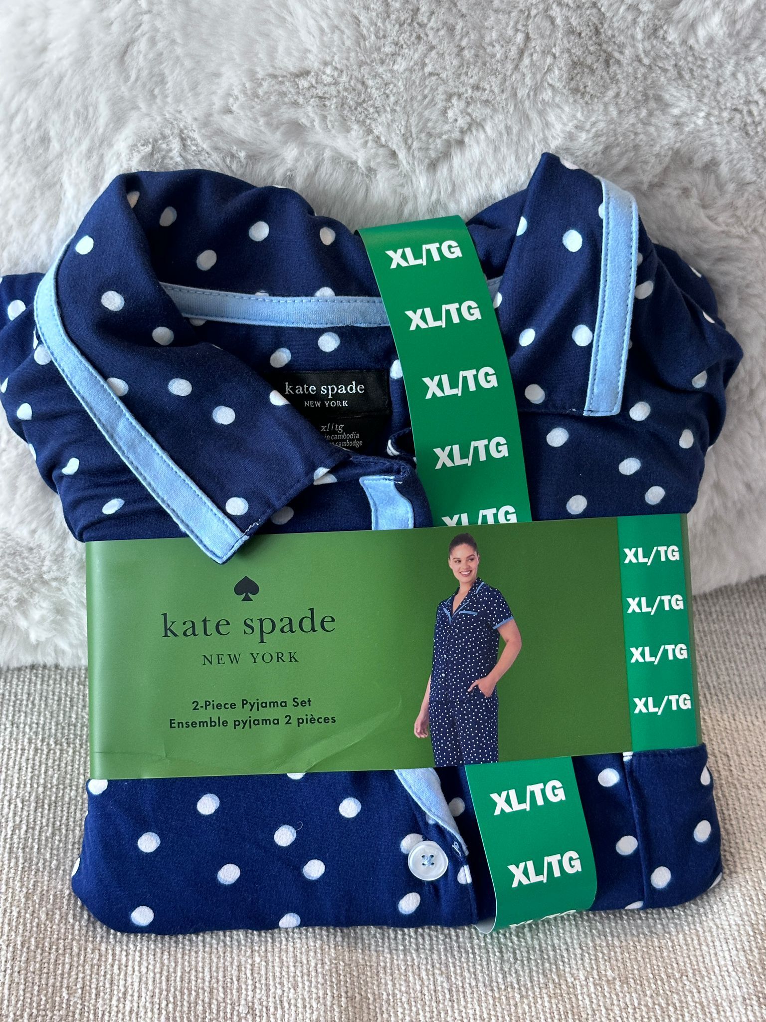 RZ46 KS 女裝 深藍色波點睡衣2件裝