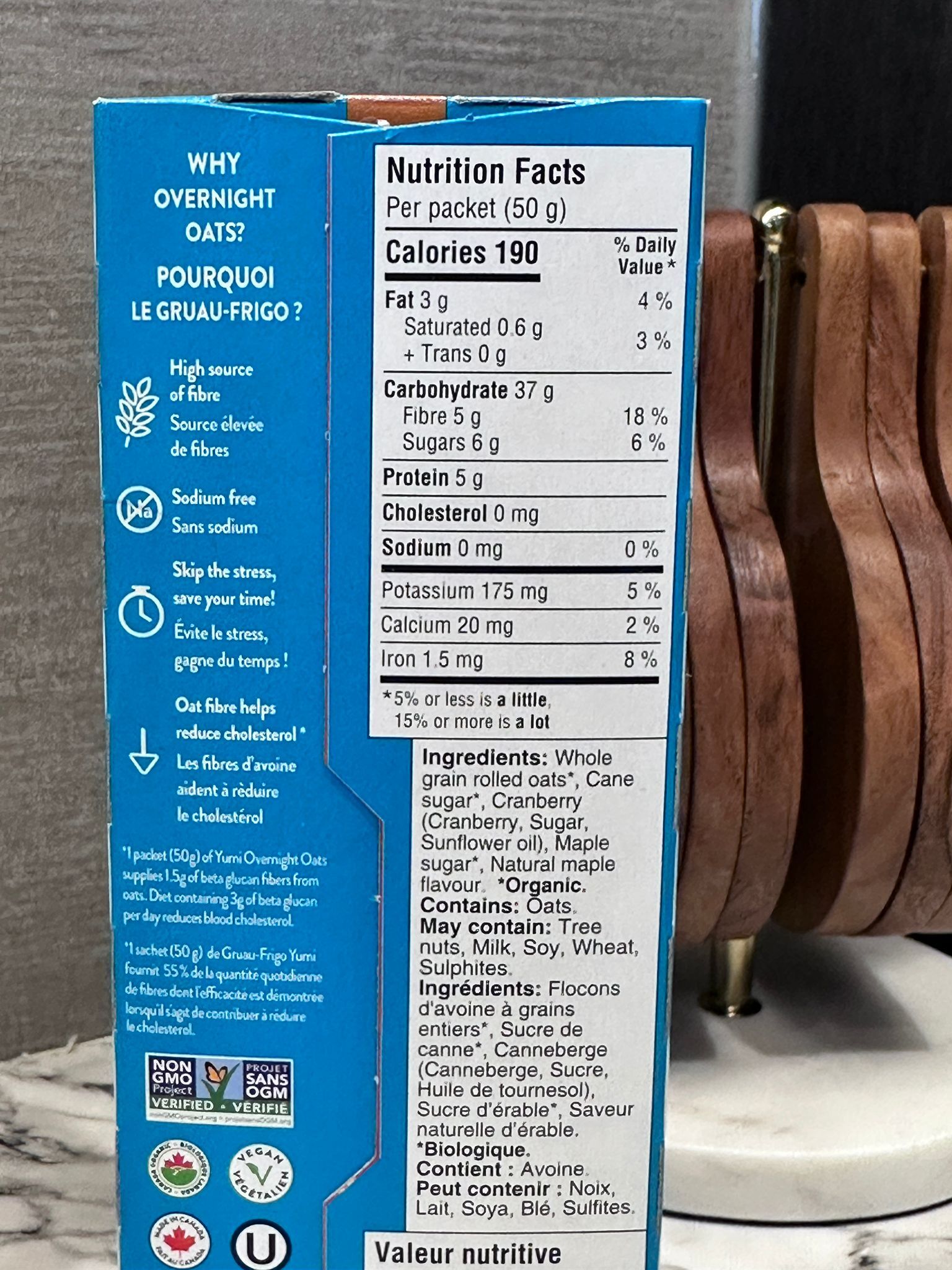 RZ66 Yumi Maple Cranberry 楓糖小紅莓隔夜燕麥 50g x5包 ** 到期日: 約 2027/04