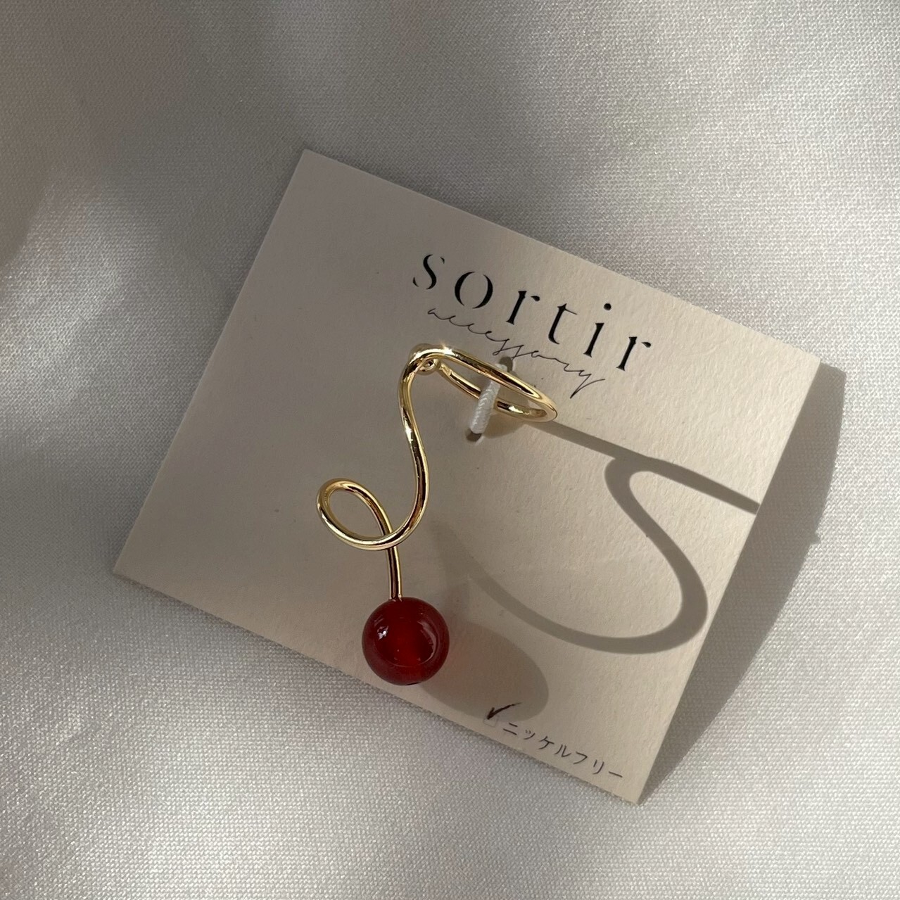 [sortir] 旋轉耳骨夾｜紅瑪瑙｜金｜NO.219