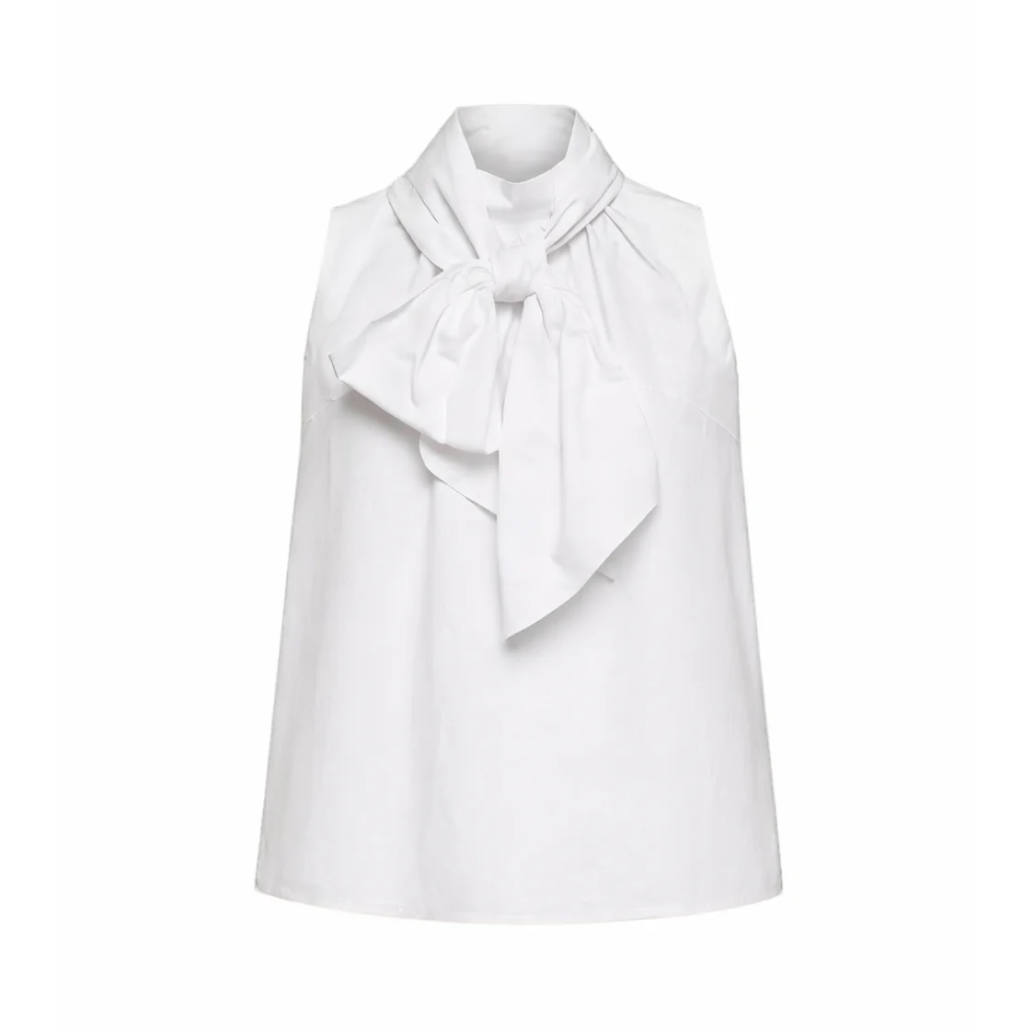 1EA0408-153 [EDWARD ACHOUR] Oversized Bow Neck Cotton Top White #100717/1039 (EU)