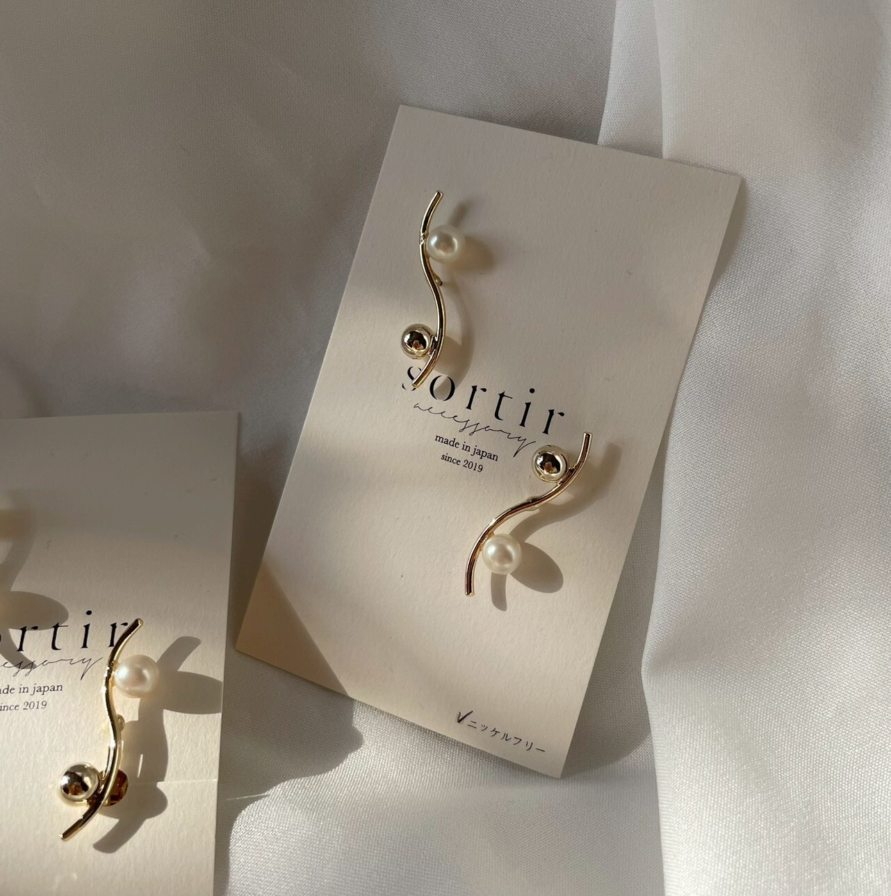 [sortir] 波浪線耳夾｜日本產珍珠｜金｜NO.207