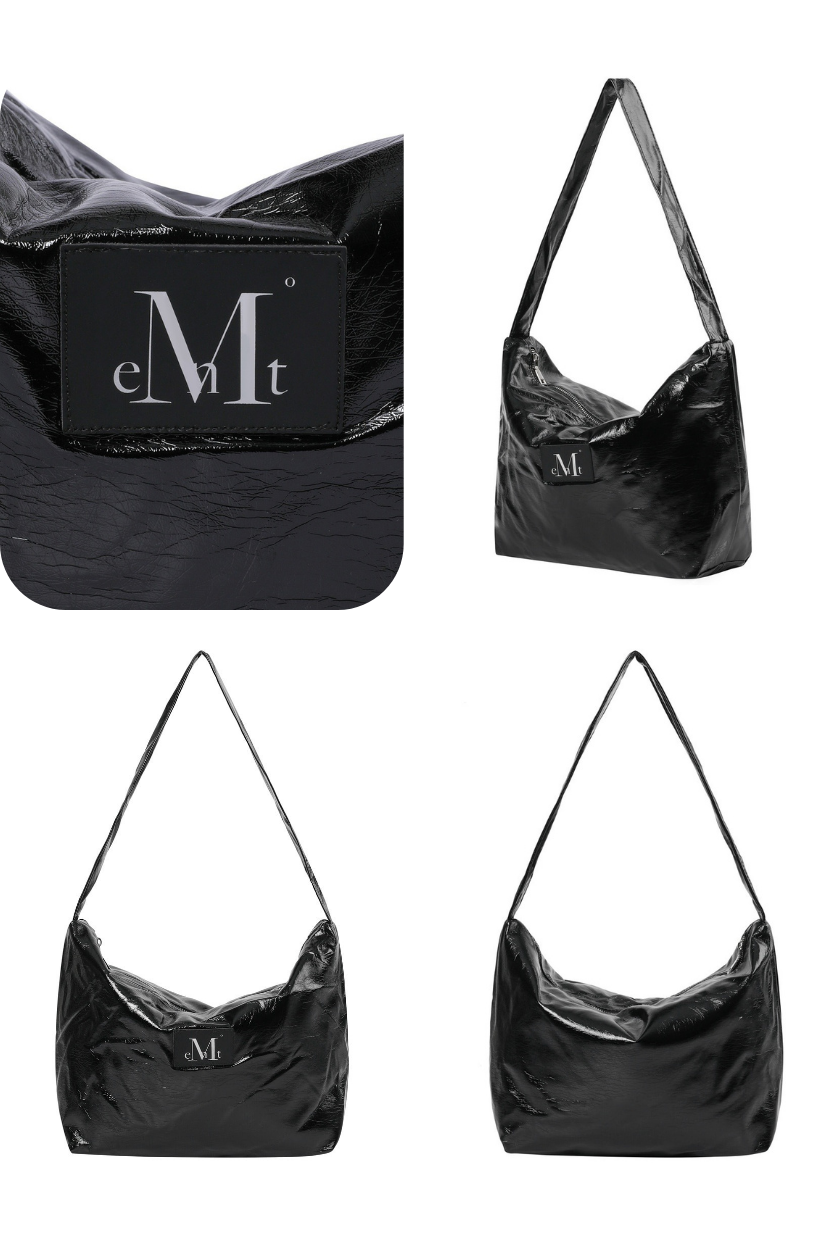 【 4/19收單 】MUCENT RAEL 光澤皮革拼接肩背包 韓國