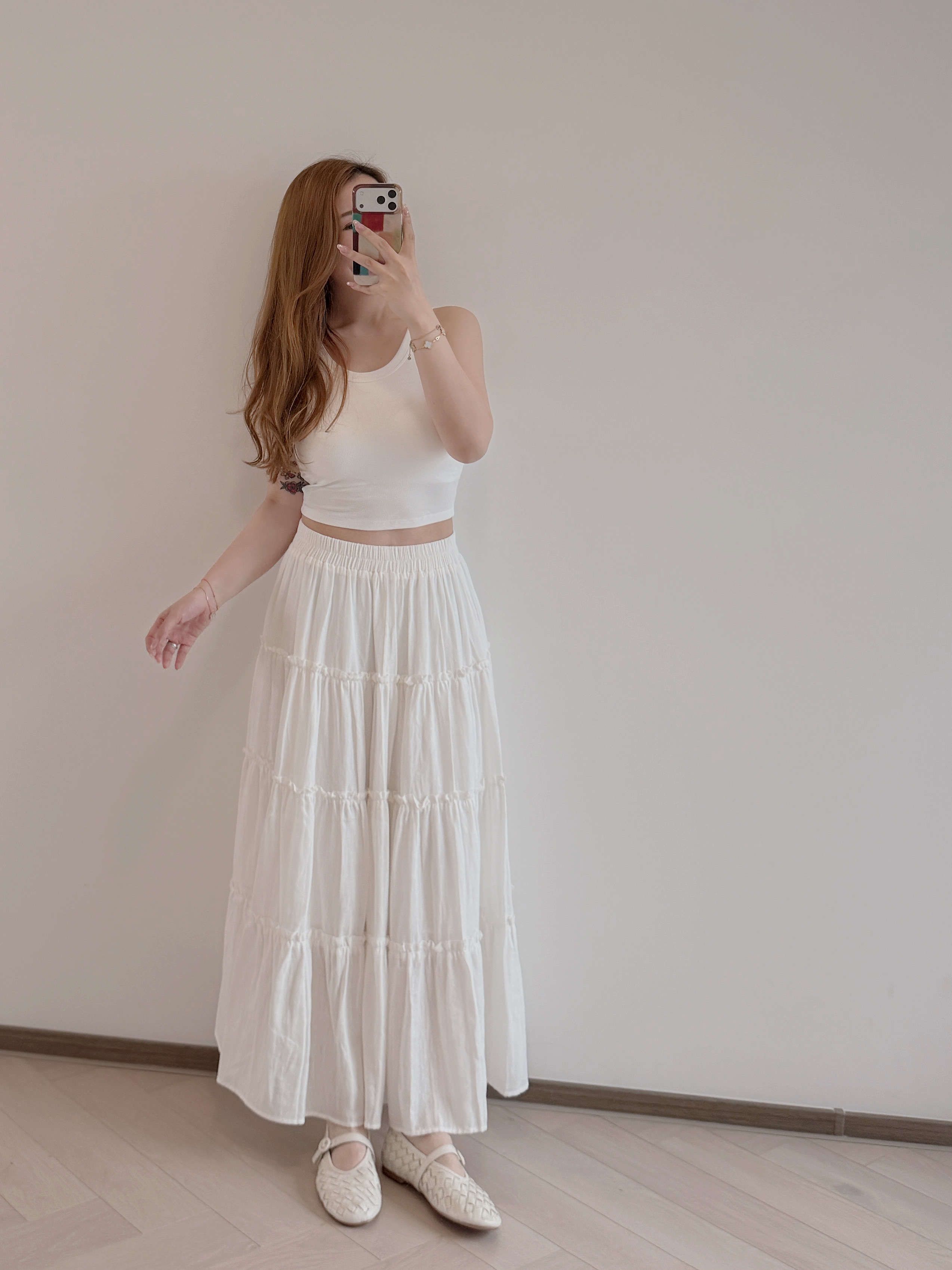 預訂/現貨 7252 日本面料 白茶蛋糕裙