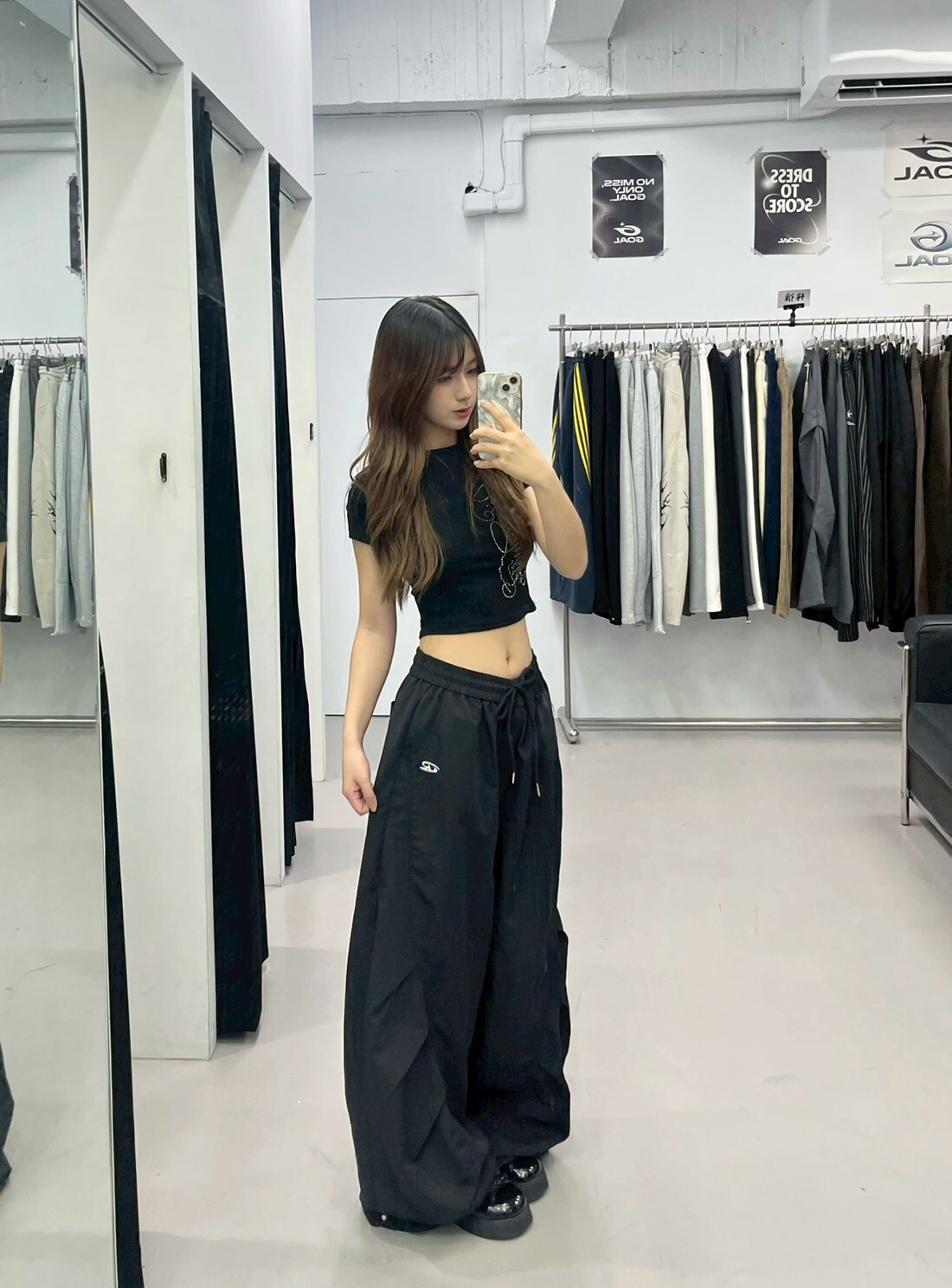 (GOAL) 皺褶 抽繩 闊腿 工裝褲 ERHU 62013