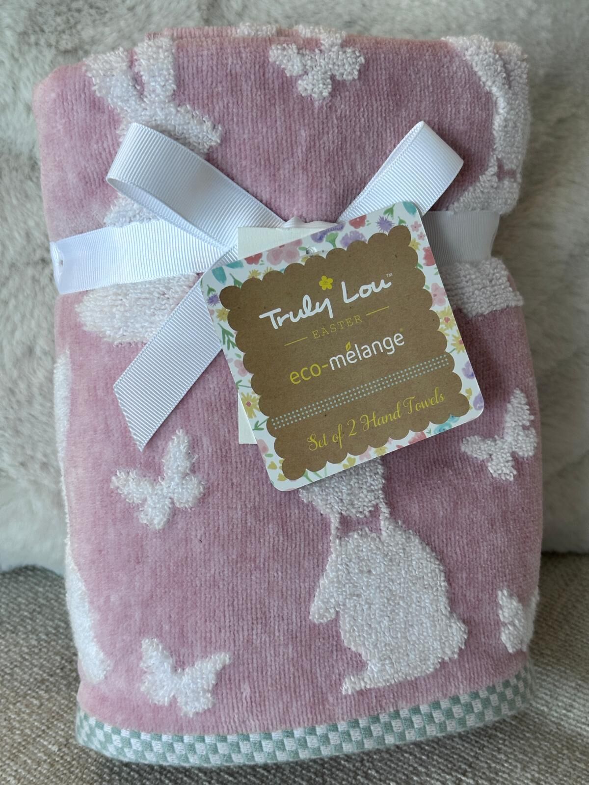 RZ102 蝴蝶兔仔 粉紅色抹手毛巾 2塊