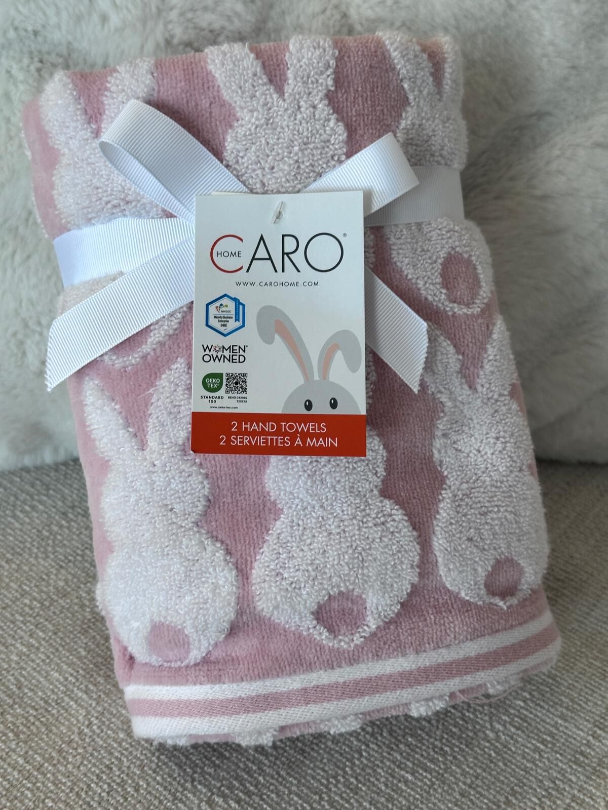 RZ103 大兔仔 粉紅色抹手毛巾 2塊
