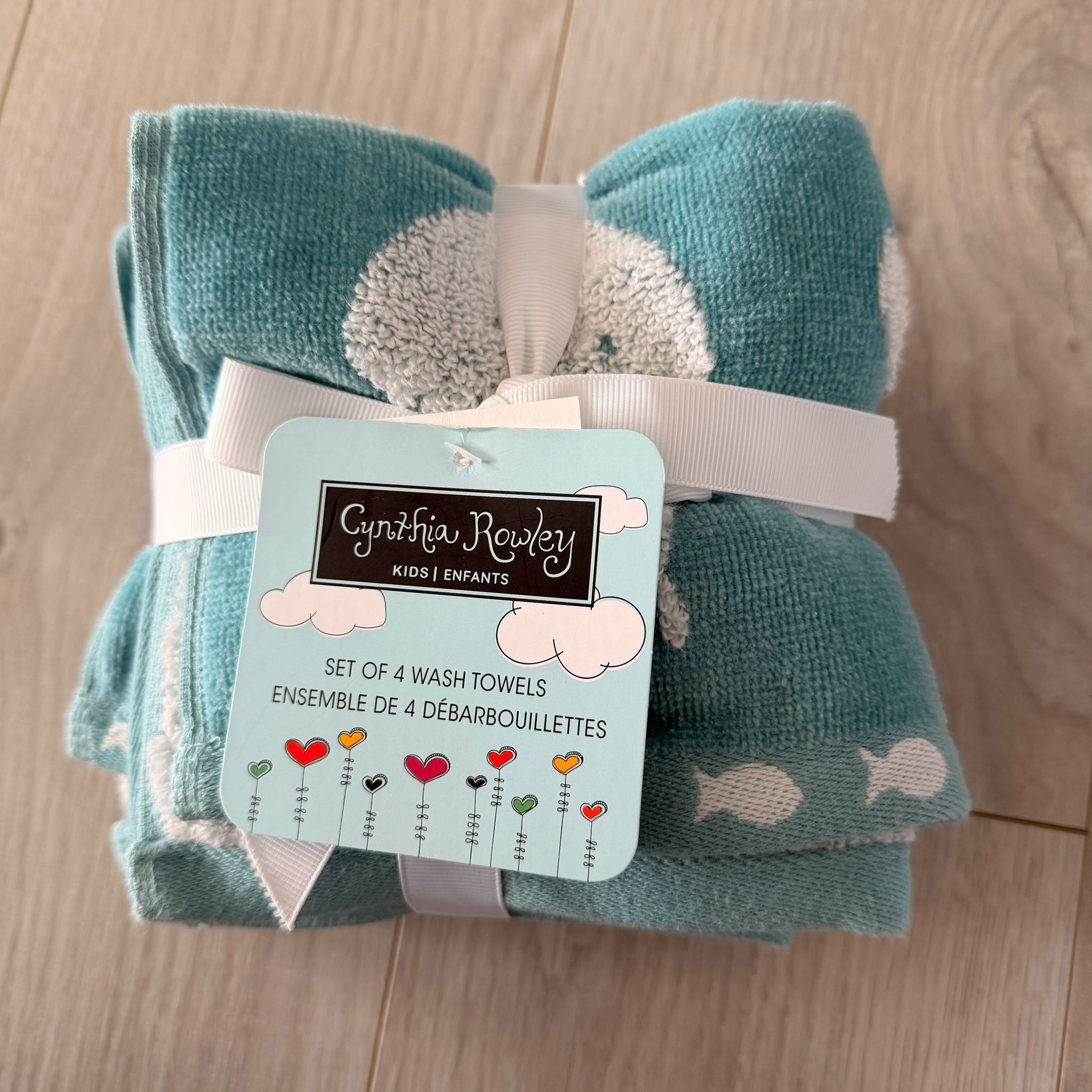 RZ107 海洋生物圖案抹手巾 4塊