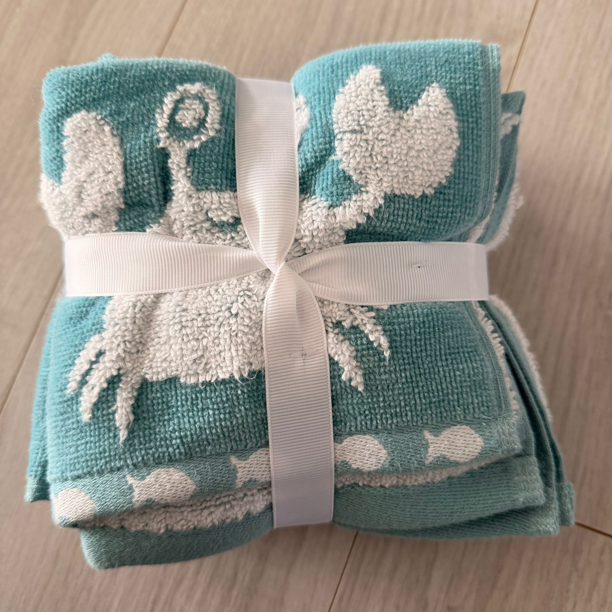 RZ107 海洋生物圖案抹手巾 4塊