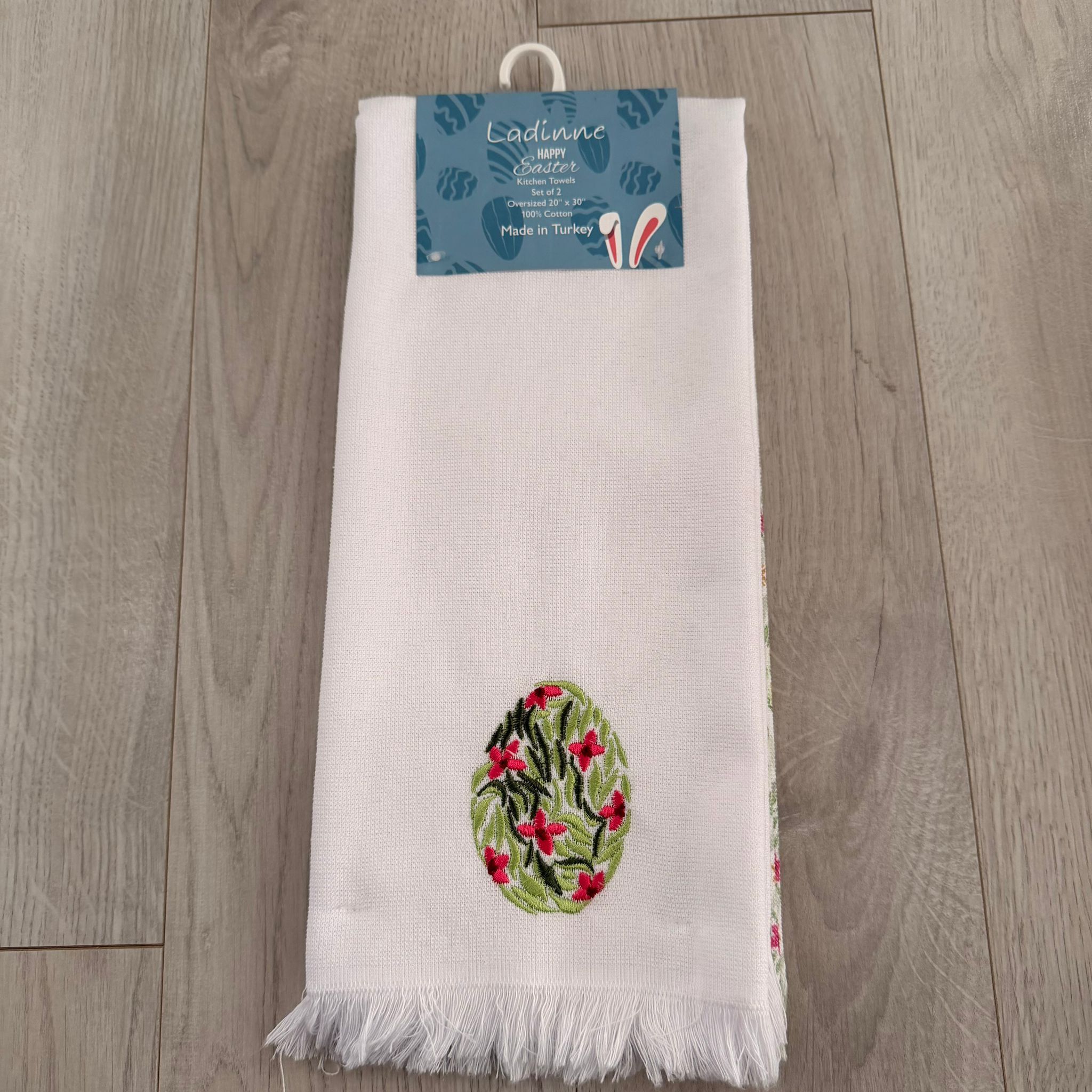 RZ108 刺繡復活蛋圖案 土耳其製廚房毛巾  2塊 20"x30"