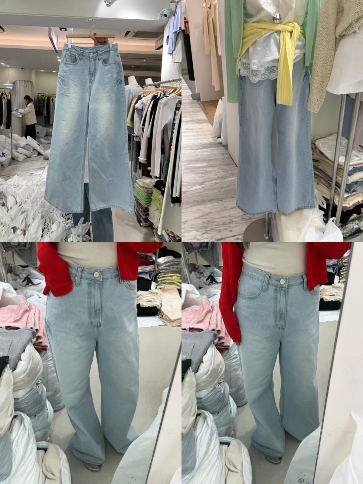 BM6017 垂墜直筒微洗水牛仔褲