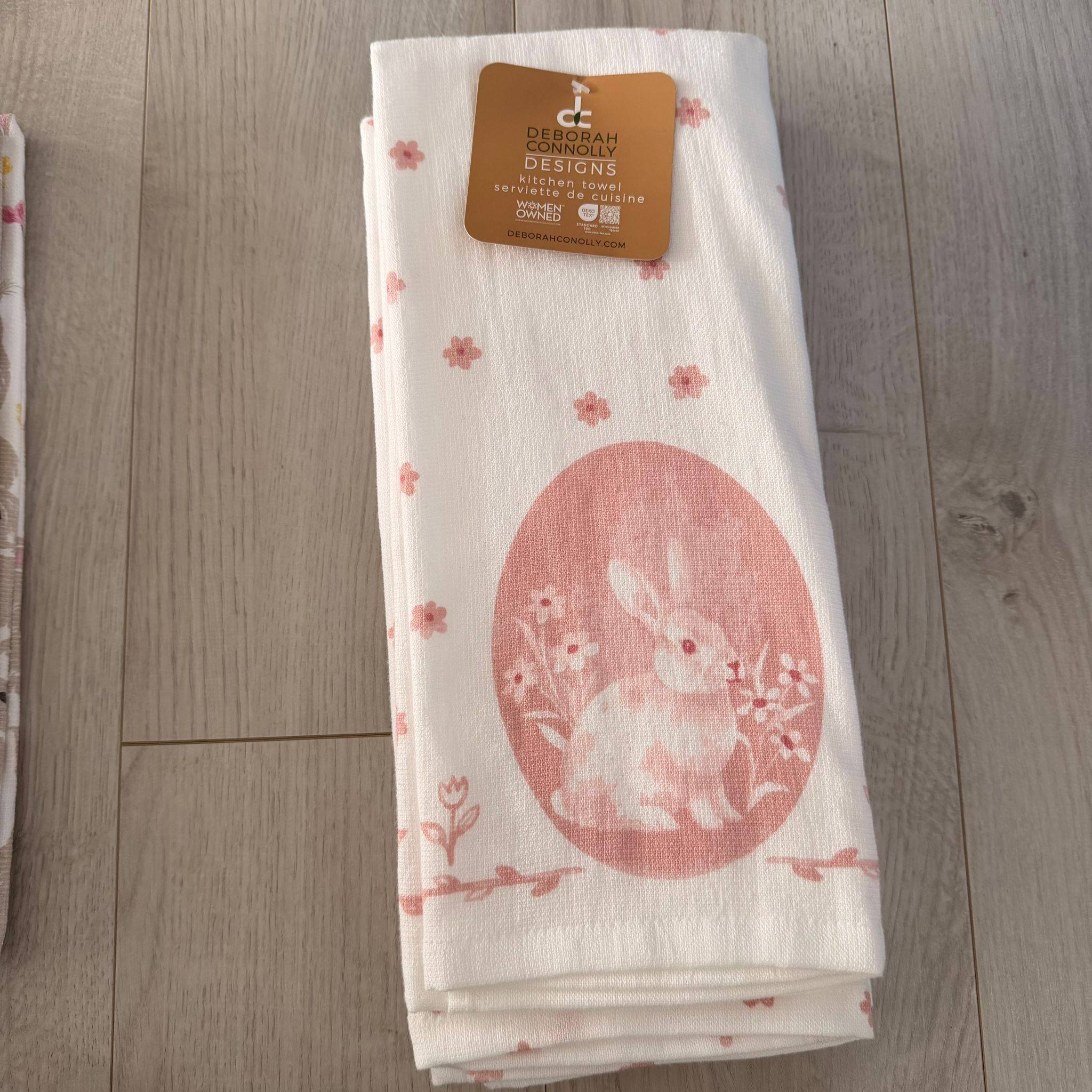 RZ113 粉紅色花花兔仔 廚房毛巾 3塊