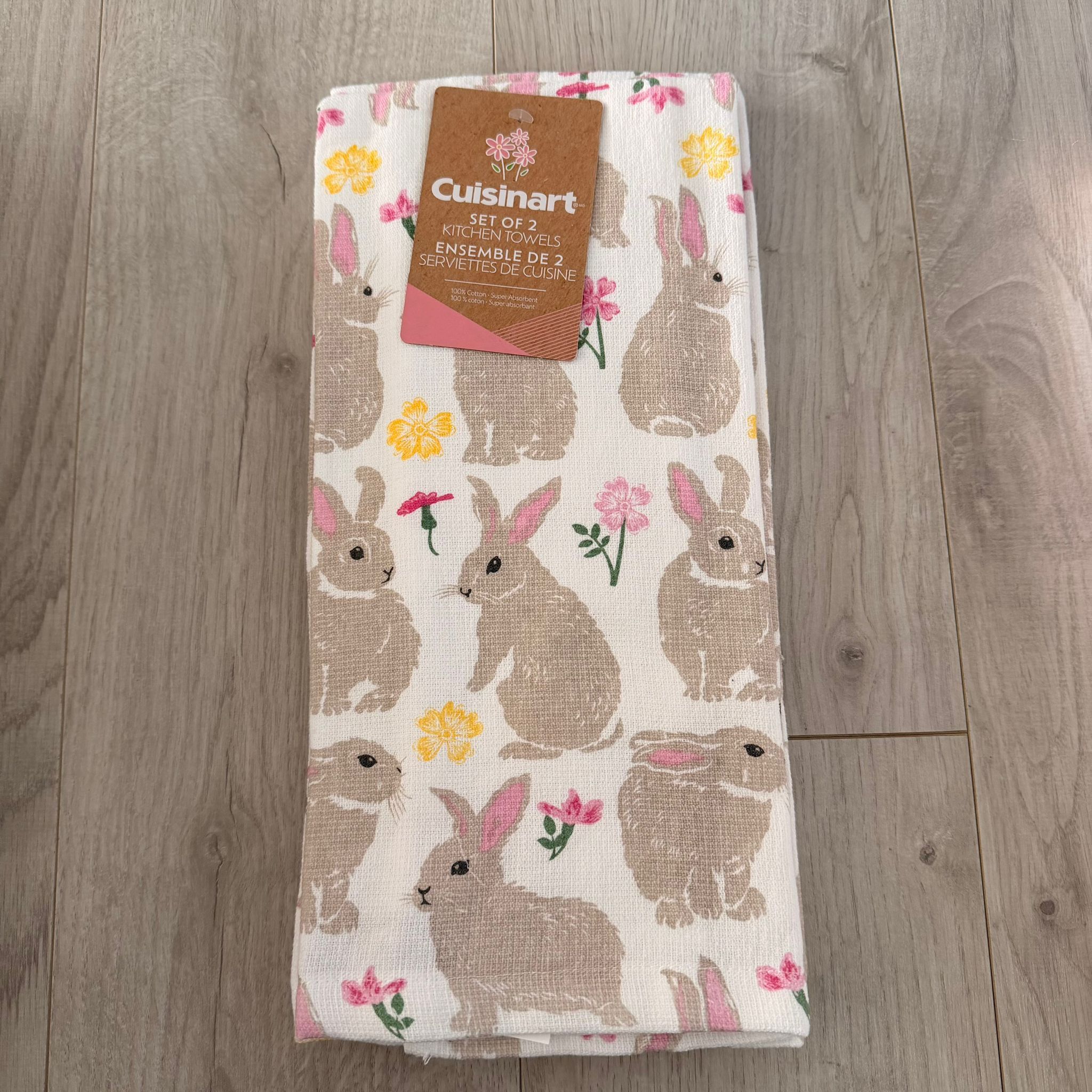 RZ114 粉紅色兔仔 廚房毛巾 2塊 16"x26"