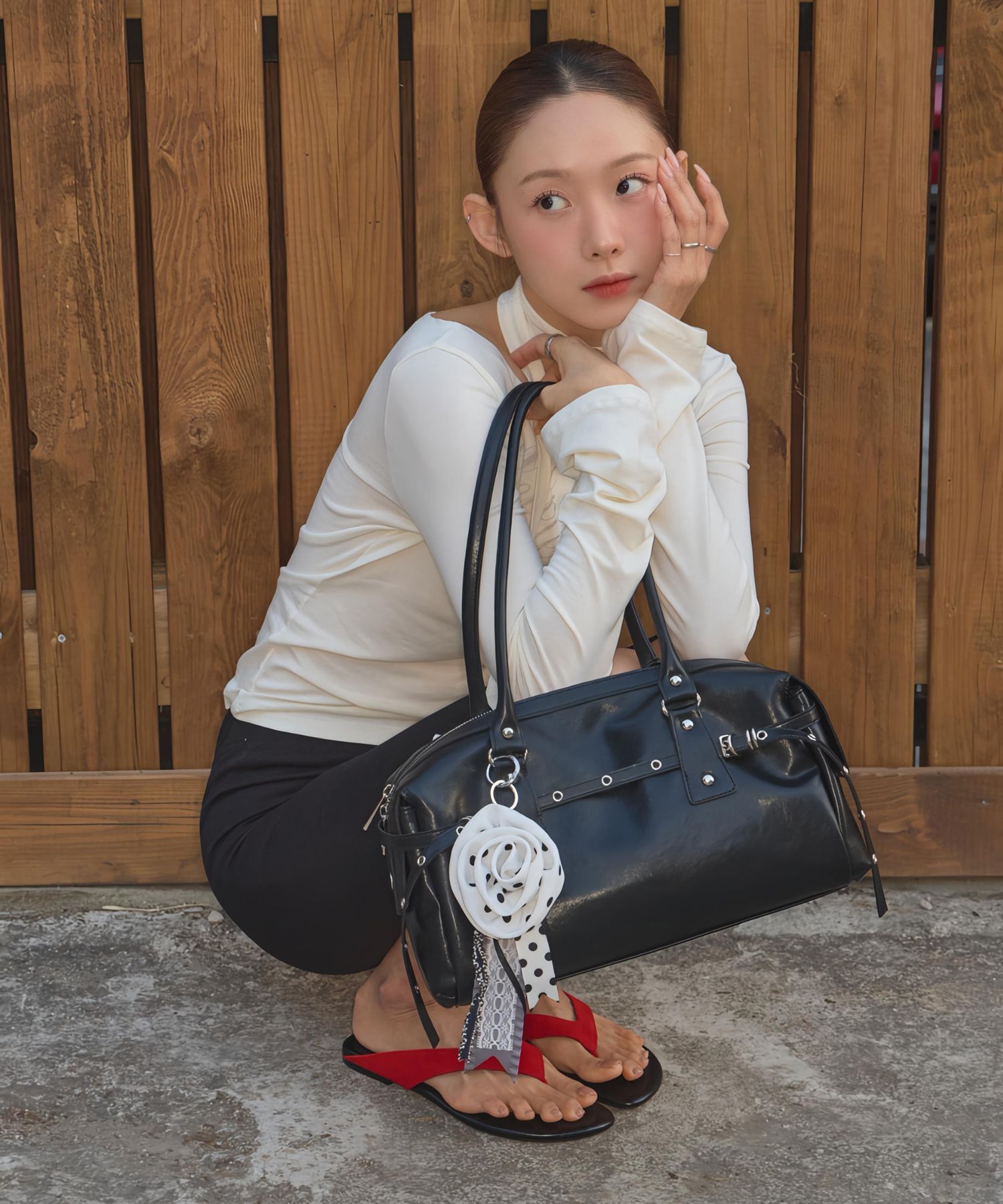 LETERIE SERA 皮帶釦包 BELTED SERA BAG_BLACK
