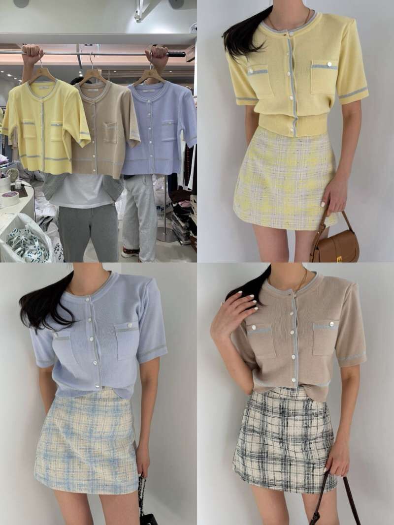 BM6026 春日糖果撞色排扣上衣