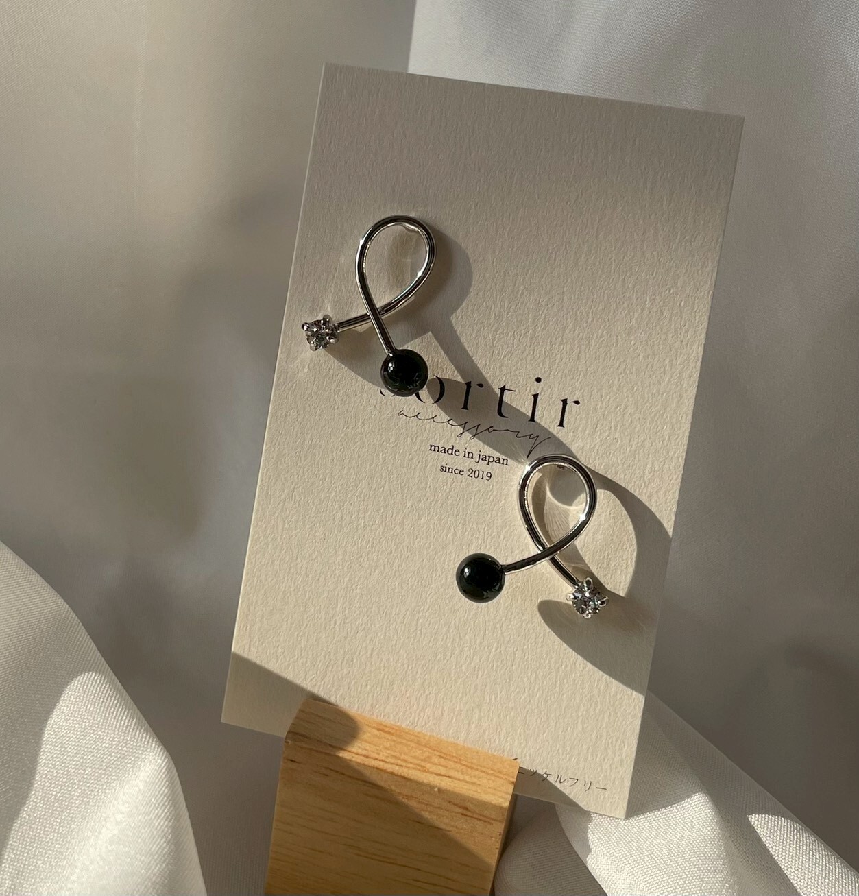 [sortir] 緞帶耳環 | 耳針 | 縞瑪瑙 | NO.189