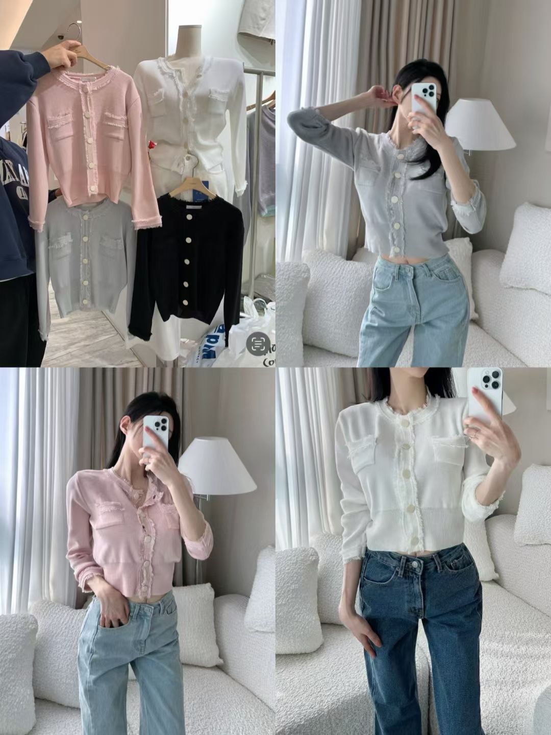 BM6030 微小香蘇蘇拼邊排扣上衣