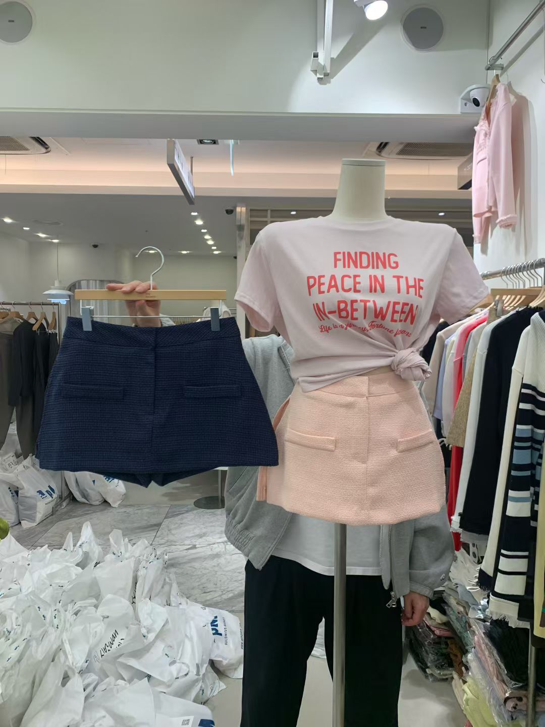 BM6035 Tweed側開衩短裙褲