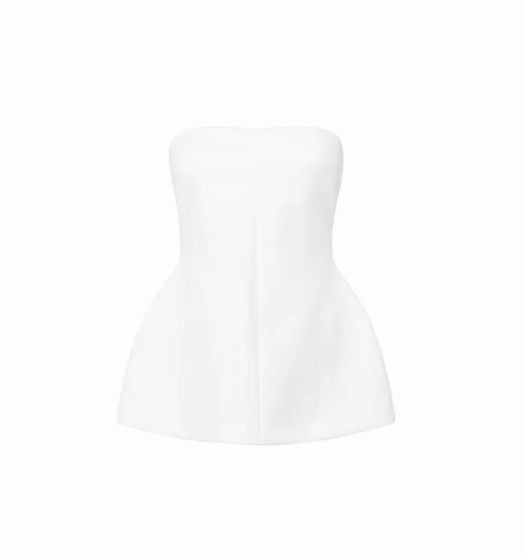 1EA0408-163 [EDWARD ACHOUR] Structured Strapless Peplum Top White #100727/1063 (EU)