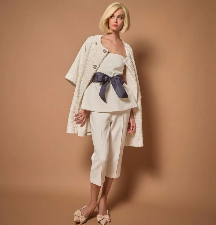 1EA0408-163 [EDWARD ACHOUR] Structured Strapless Peplum Top White #100727/1063 (EU)