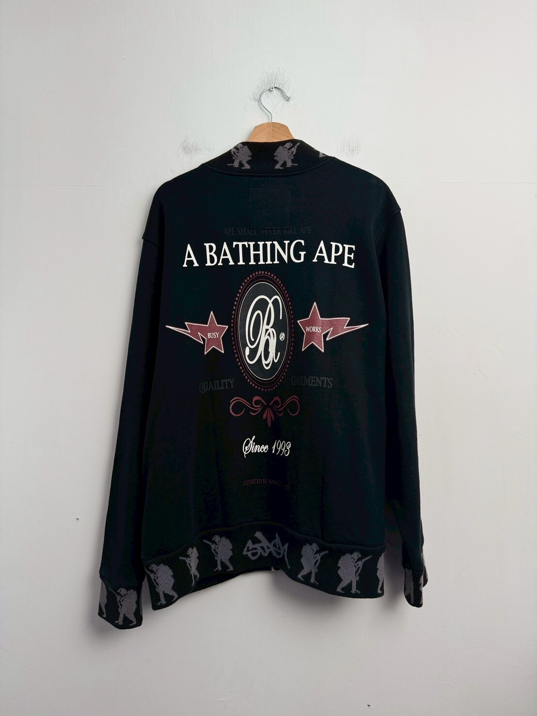 A BATHING APE X STASH/SOLDIER VARSITY JACKET SIZE L