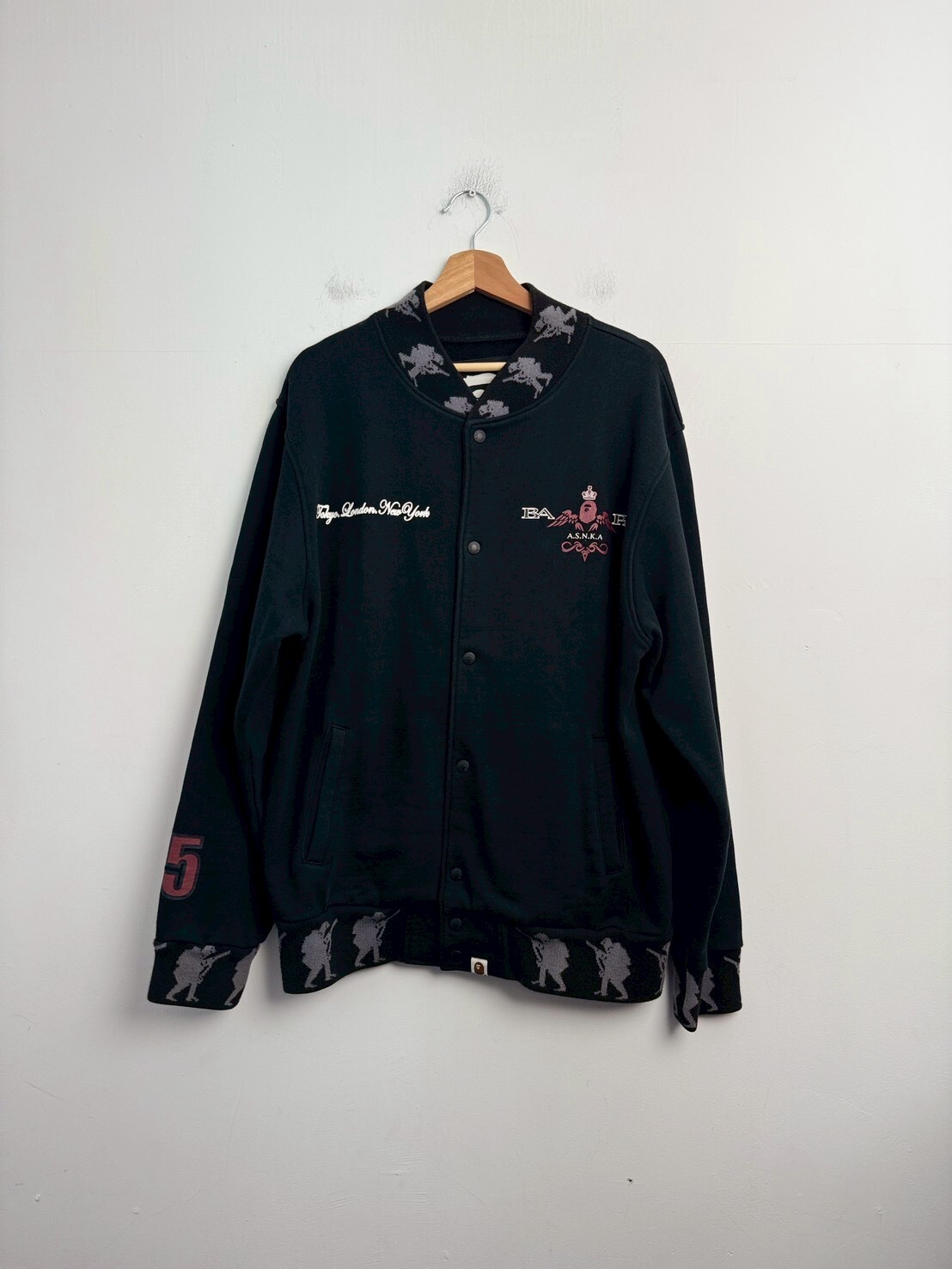 A BATHING APE X STASH/SOLDIER VARSITY JACKET SIZE L