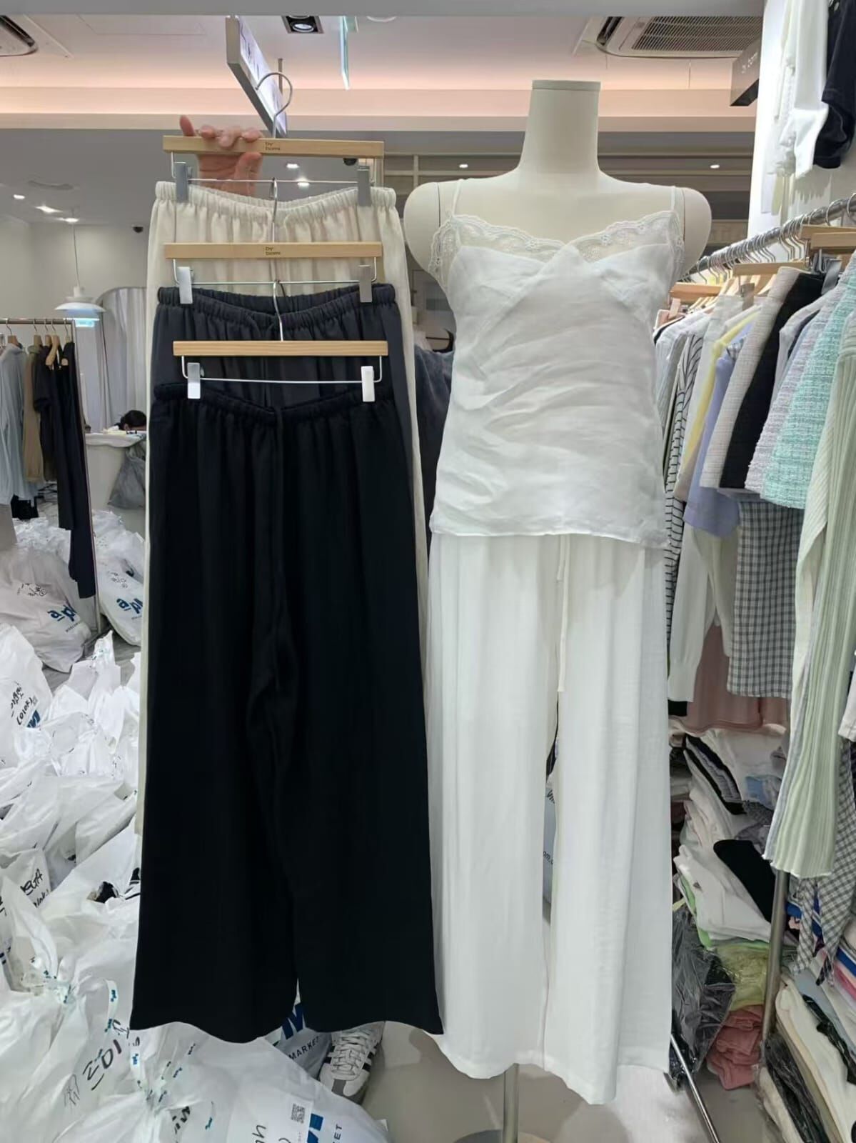 BM6044 全橡筋壓褶綁帶休閑褲