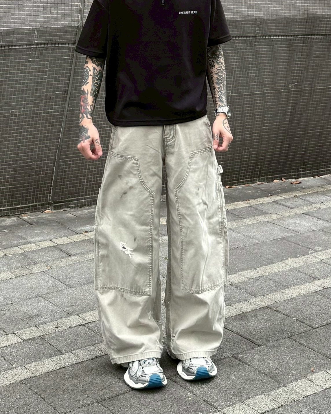 水洗 做舊 破壞 畫家褲 休閒長褲