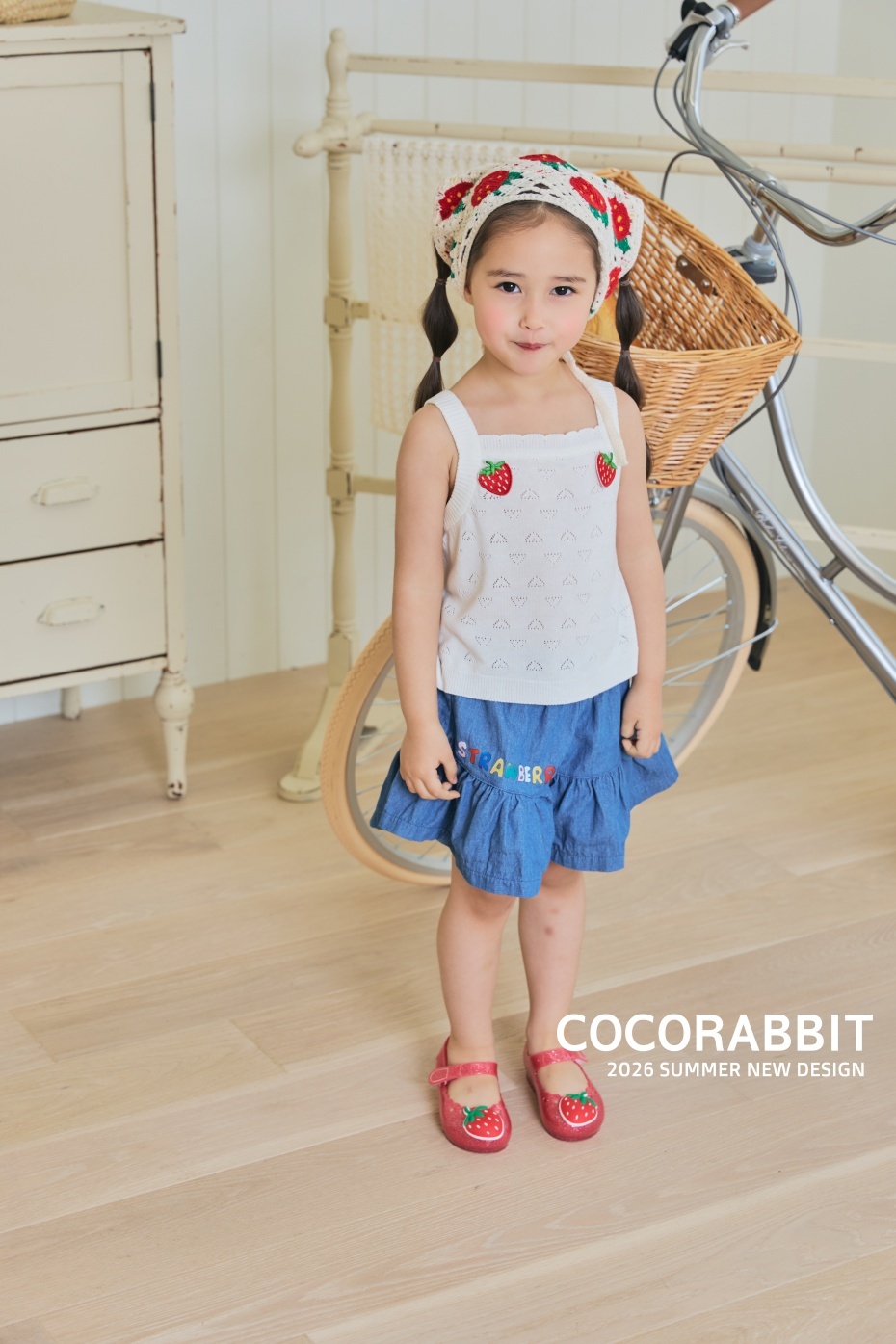 正韓夏Cocorabbit  兩色愛心壓紋草莓背心