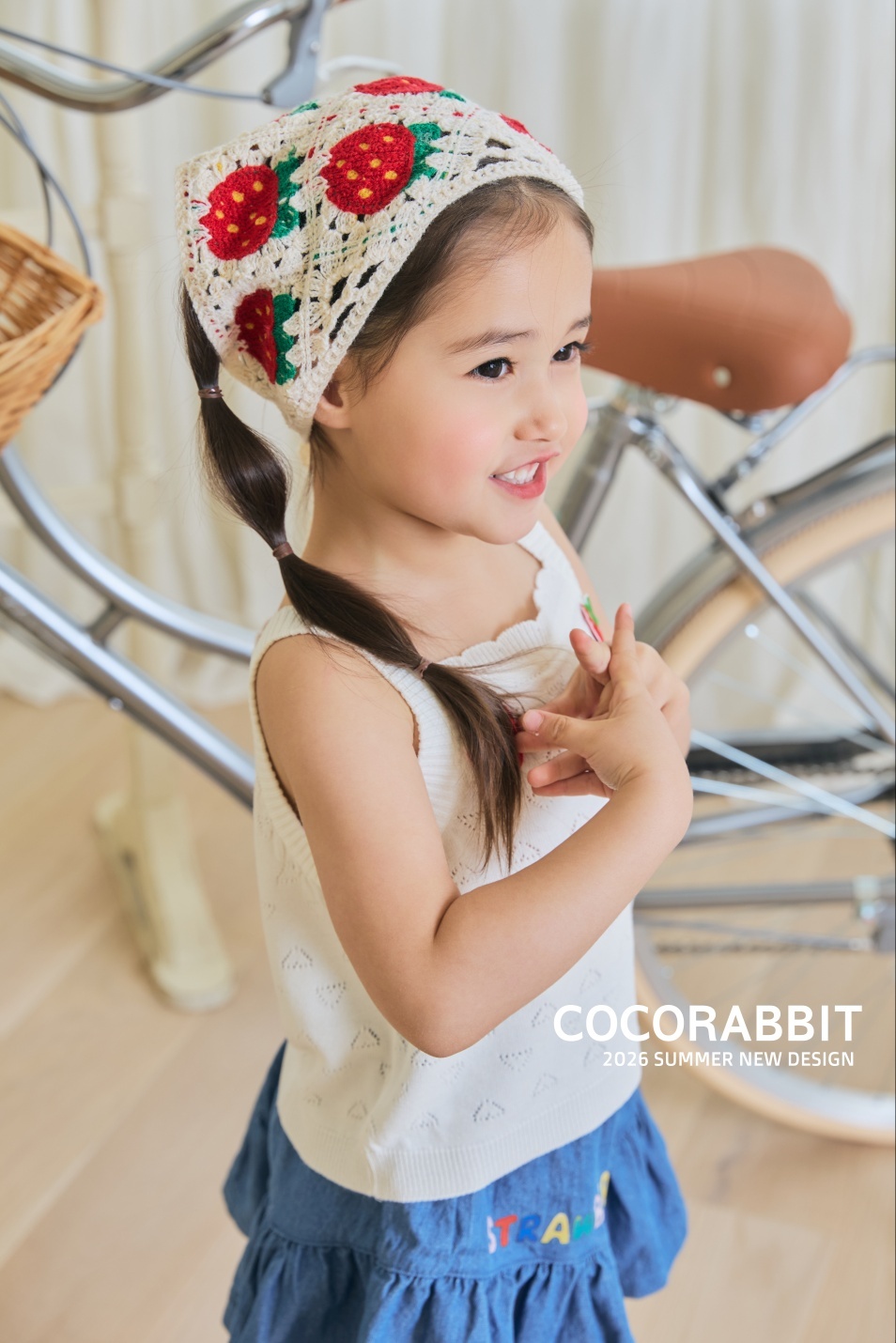 正韓夏Cocorabbit  兩色愛心壓紋草莓背心