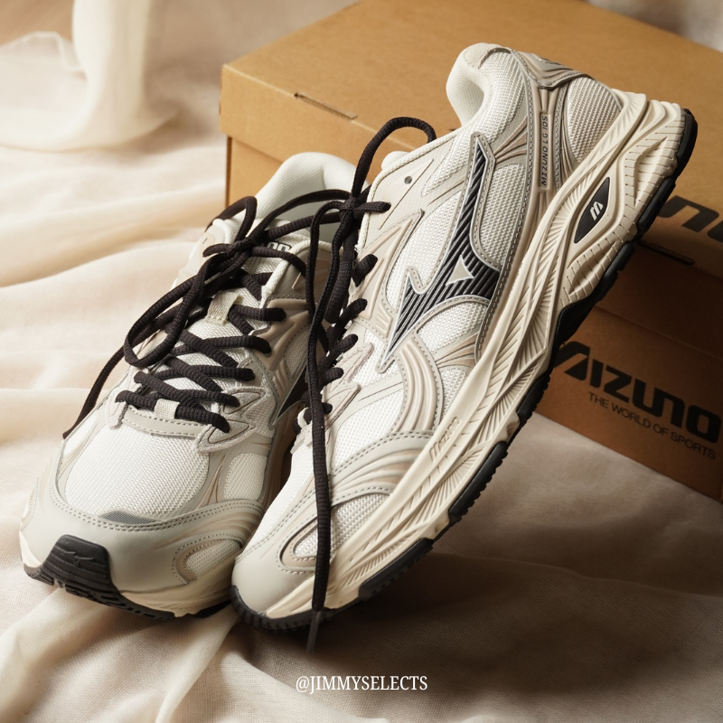 【代購】Mizuno LG 10S Shock Absorbers Slip Resistant Low top Casual Running Shoes Unisex Ecru D1GH2424-09