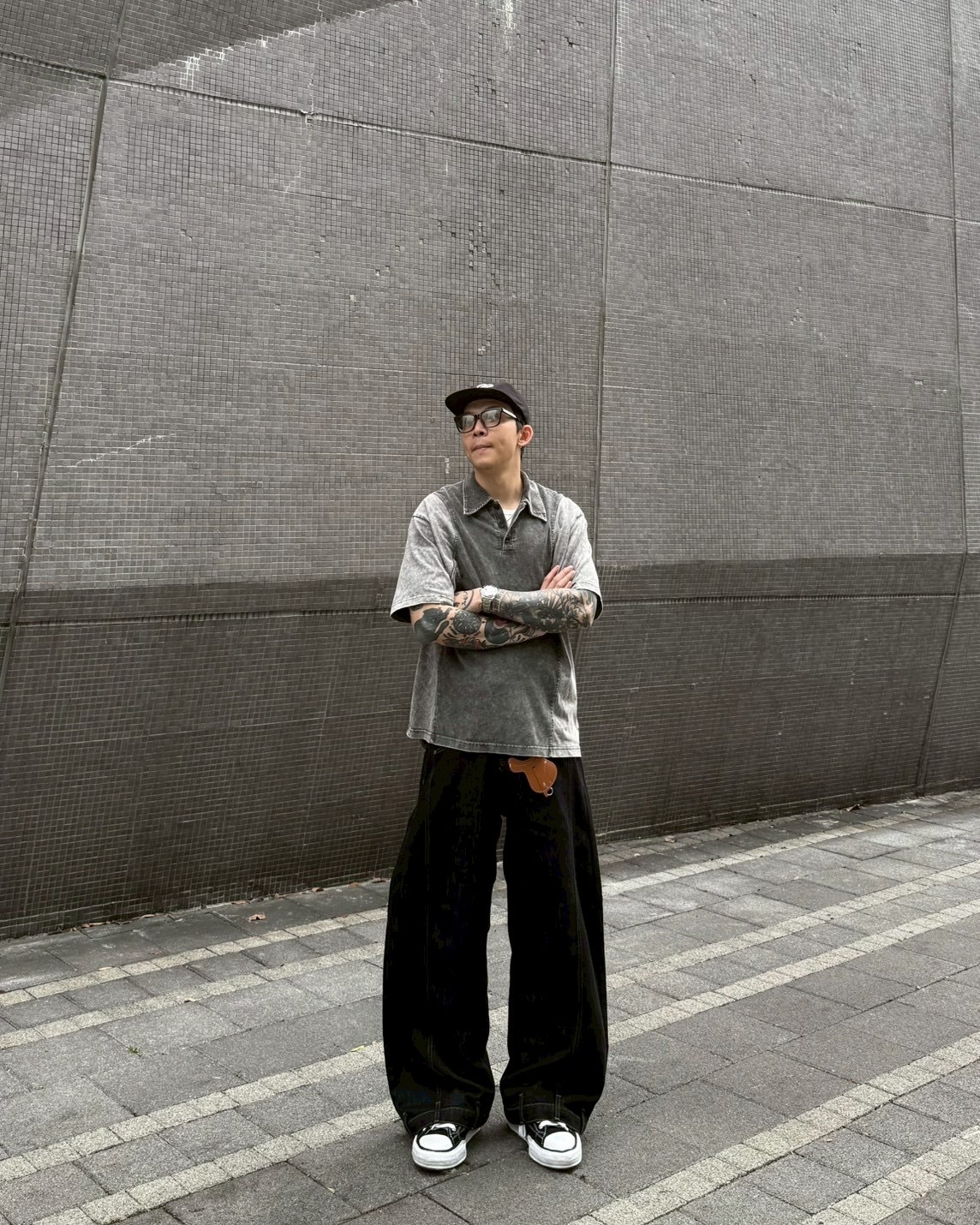 立體 車線 丹寧 牛仔 長褲 ＃附吊飾