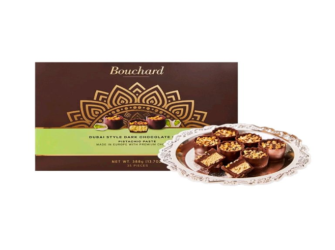 XV028 Bouchard 杜拜風味開心果醬夾心黑朱古力杯 388g (1盒有41粒) EXP: 26.09.01