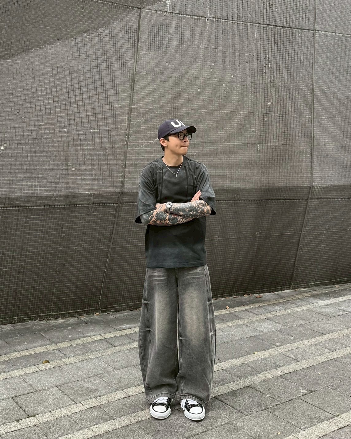 水洗 貓抓 彎刀 牛仔 長褲 彎刀褲