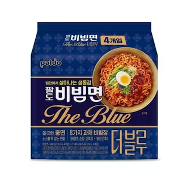 XV045 八道) 韓式撈麵 The Blue 版 135g* 4 (1袋4入) ~ 8種蔬菜混醬 + 麵質比其他八道產品更彈牙 EXP:3個月或以上