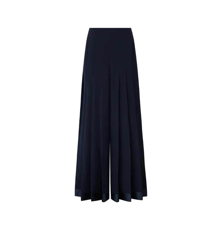 1EA0408-175 [EDWARD ACHOUR] Contrast Hem Wide Leg Pants Black #100910/1027 (EU)