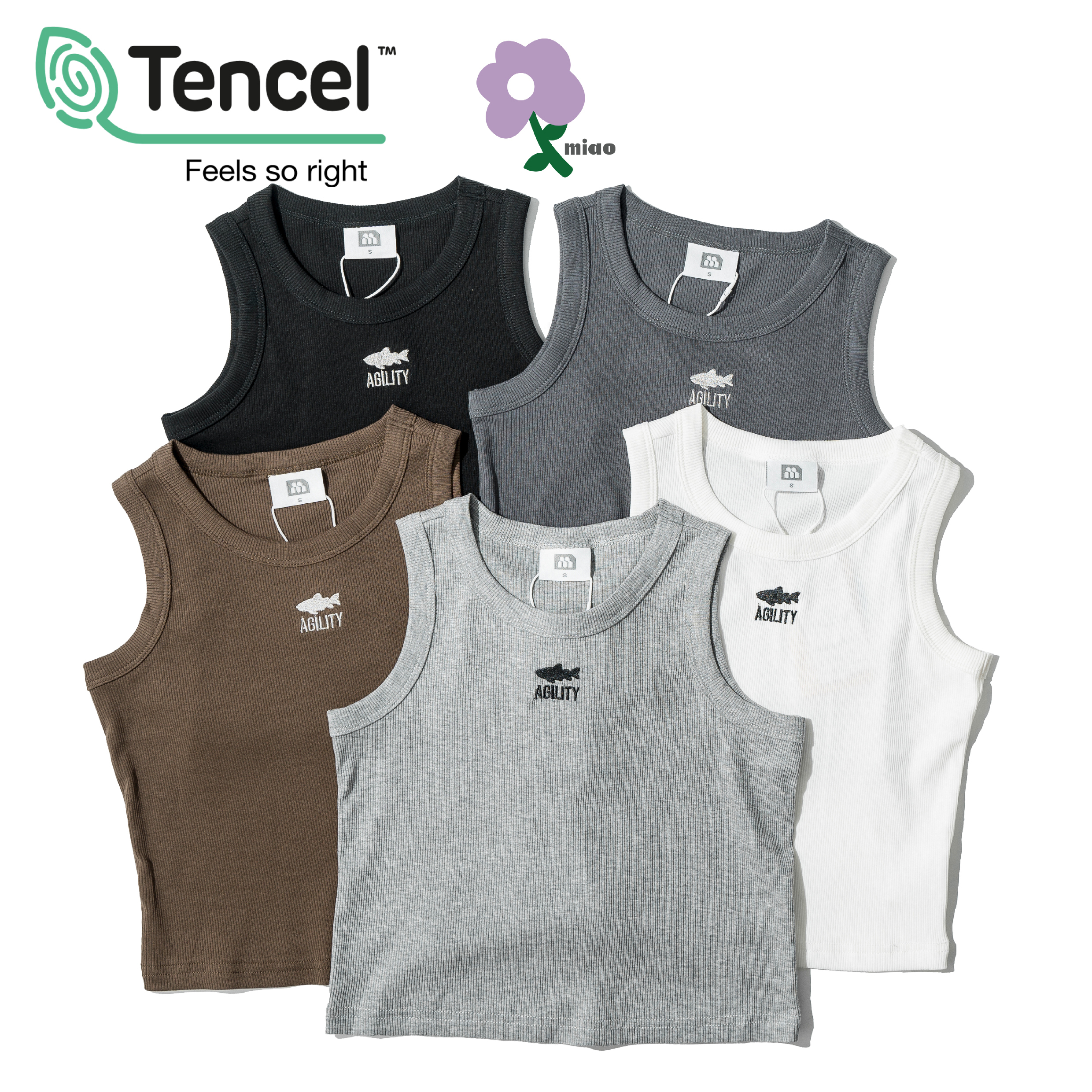 AGILITY MIAO TENCEL™ Lyocell Shadow Rib Tank 女裝 天絲涼感 魚影 背心 [M-V5S]