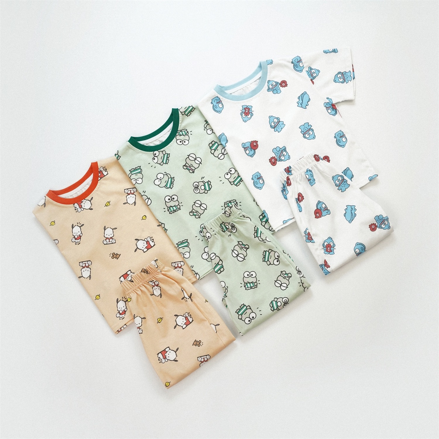 三色日系圓領套裝